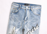 5A Slim Fit Stretch Jeans Embroidered Men's Trousers Blue