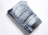 5A Slim Fit Stretch Jeans Embroidered Versatile Men's Trousers Blue