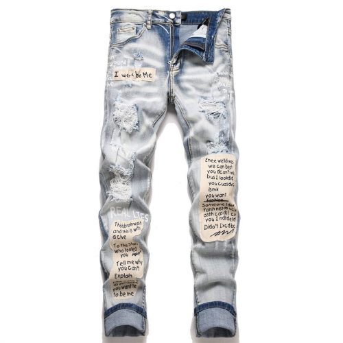 5A Slim Fit Stretch Jeans Vintage Ripped Versatile Men's Pants