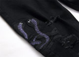 5A Slim Fit Stretch Jeans Embroidered Versatile Men's Pants Black