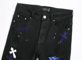 5A Slim Fit Stretch Jeans Black Trendy Men's Pants with Ripped Patches