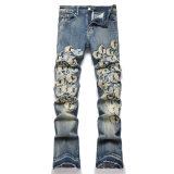 5A Stretch Denim Flare Jeans Men's Trousers Washed Blue