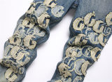 5A Stretch Denim Flare Jeans Men's Trousers Washed Blue