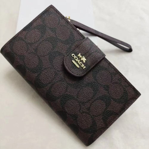 5A Medium Corner Zip Wallet In Signature Canvas in Charcoal