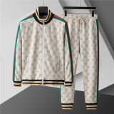 5A Men Breathable Cotton Sports Set Stand Collar Jacket Pant Suit