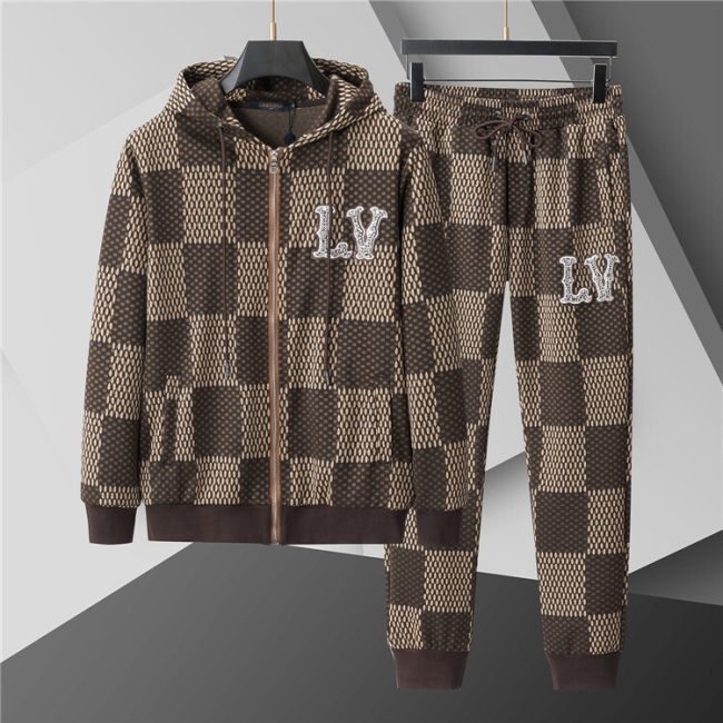 5A Men Breathable Cotton Sports Set Hooded Jacket Pant Suit