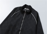 5A Men Breathable Cotton Sports Set Stand Collar Jacket Pant Suit