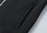 5A Men Breathable Cotton Sports Set Stand Collar Jacket Pant Suit