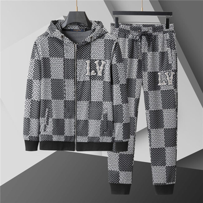 5A Men Breathable Cotton Sports Set Hooded Jacket Pant Suit