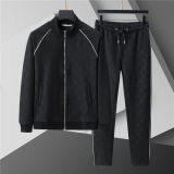5A Men Breathable Cotton Sports Set Stand Collar Jacket Pant Suit