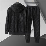 5A Men Breathable Cotton Sports Set Hooded Jacket Pant Suit