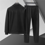 5A Men Breathable Cotton Sports Set Lapel Jacket Pant Suit
