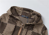 5A Men Breathable Cotton Sports Set Hooded Jacket Pant Suit