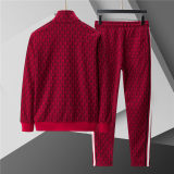 5A Men Breathable Cotton Sports Set Stand Collar Jacket Pant Suit