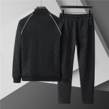 5A Men Breathable Cotton Sports Set Stand Collar Jacket Pant Suit