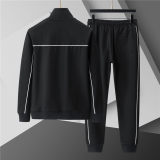 5A Men Breathable Cotton Sports Set Stand Collar Jacket Pant Suit