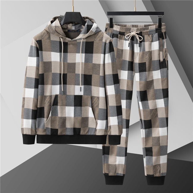 5A Men Breathable Cotton Sports Set Hooded Jacket Pant Suit