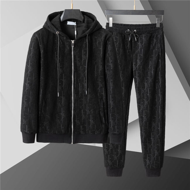 5A Men Breathable Cotton Sports Set Hooded Jacket Pant Suit