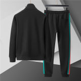 5A Men Breathable Cotton Sports Set Stand Collar Jacket Pant Suit