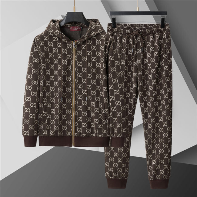 5A Men Breathable Cotton Sports Set Hooded Jacket Pant Suit