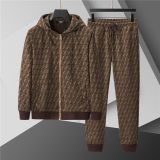 5A Men Breathable Cotton Sports Set Hooded Jacket Pant Suit