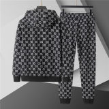 5A Men Breathable Cotton Sports Set Hooded Jacket Pant Suit