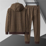 5A Men Breathable Cotton Sports Set Hooded Jacket Pant Suit