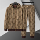 5A Men Breathable Cotton Sports Set Hooded Jacket Pant Suit