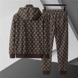 5A Men Breathable Cotton Sports Set Hooded Jacket Pant Suit