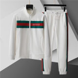 5A Men Breathable Cotton Sports Set Stand Collar Jacket Pant Suit