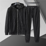 5A Men Breathable Cotton Sports Set Hooded Jacket Pant Suit