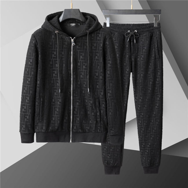5A Men Breathable Cotton Sports Set Hooded Jacket Pant Suit