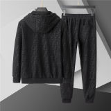 5A Men Breathable Cotton Sports Set Hooded Jacket Pant Suit