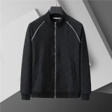 5A Men Breathable Cotton Sports Set Stand Collar Jacket Pant Suit