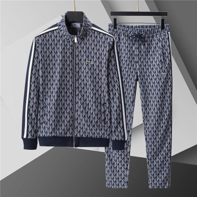5A Men Breathable Cotton Sports Set Stand Collar Jacket Pant Suit
