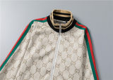 5A Men Breathable Cotton Sports Set Stand Collar Jacket Pant Suit