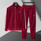 5A Men Breathable Cotton Sports Set Stand Collar Jacket Pant Suit