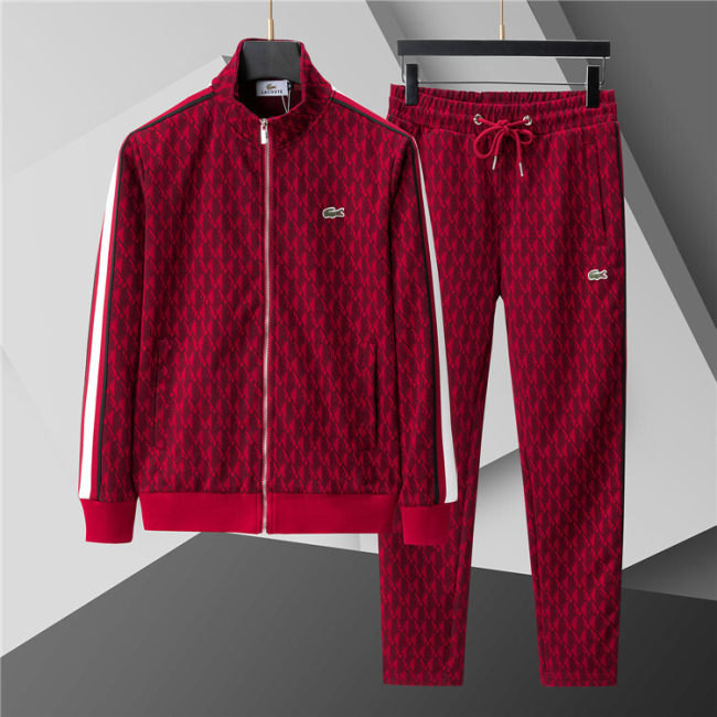 5A Men Breathable Cotton Sports Set Stand Collar Jacket Pant Suit