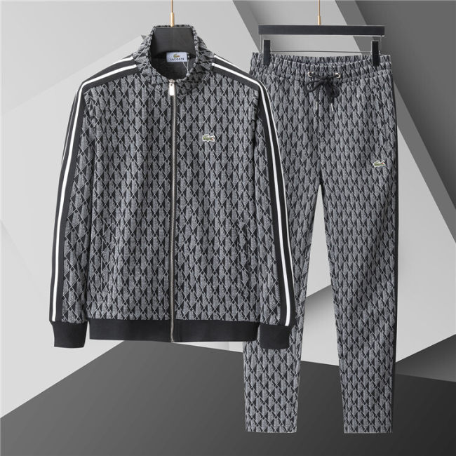 5A Men Breathable Cotton Sports Set Stand Collar Jacket Pant Suit