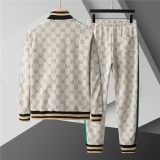 5A Men Breathable Cotton Sports Set Stand Collar Jacket Pant Suit