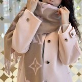 5A Women's Winter Double-Sided Jacquard Logo Tassel Scarf Pink