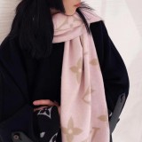 5A Women's Winter Double-Sided Jacquard Logo Tassel Scarf Pink
