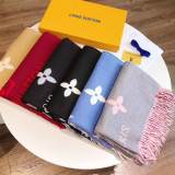 5A Women's Winter Jacquard Logo Tassel Scarf Black