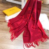5A Women's Winter Jacquard Logo Tassel Scarf Red