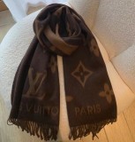 5A Women's Winter Double-Sided Jacquard Logo Tassel Scarf Brown
