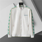 5A Men Breathable Cotton Sports Set Stand Collar Jacket Pant Suit