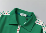 5A Men Breathable Cotton Sports Set Lapel Jacket Pant Suit