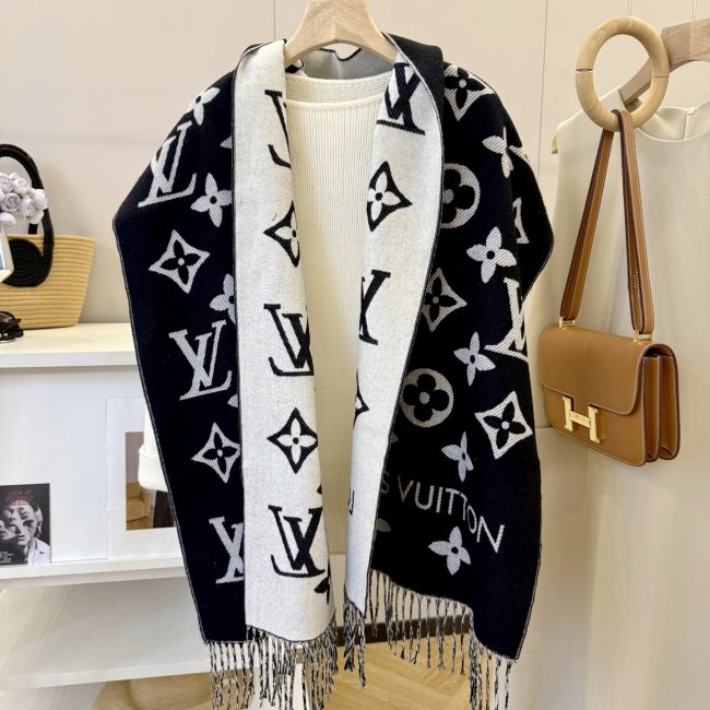 5A Women's Winter Double-Sided Jacquard Logo Tassel Scarf