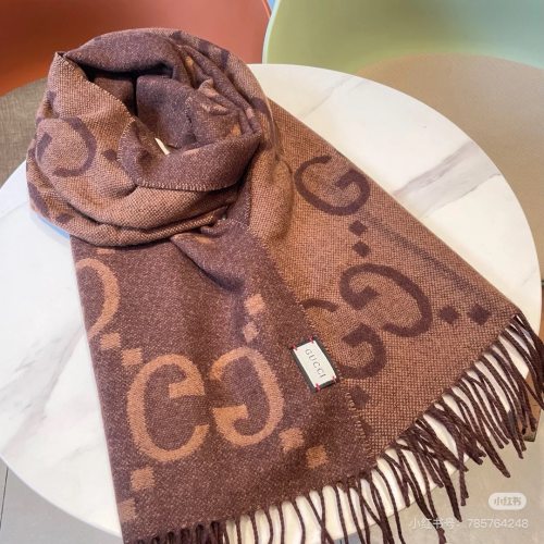 5A Women's GG Winter Warm Tassel Scarf Brown