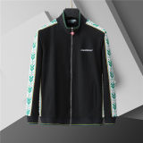 5A Men Breathable Cotton Sports Set Stand Collar Jacket Pant Suit